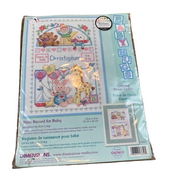 Dimensions Personalized Baby Birth Record Cross Stitch Kit 1998 NEW - Picture 1 of 5